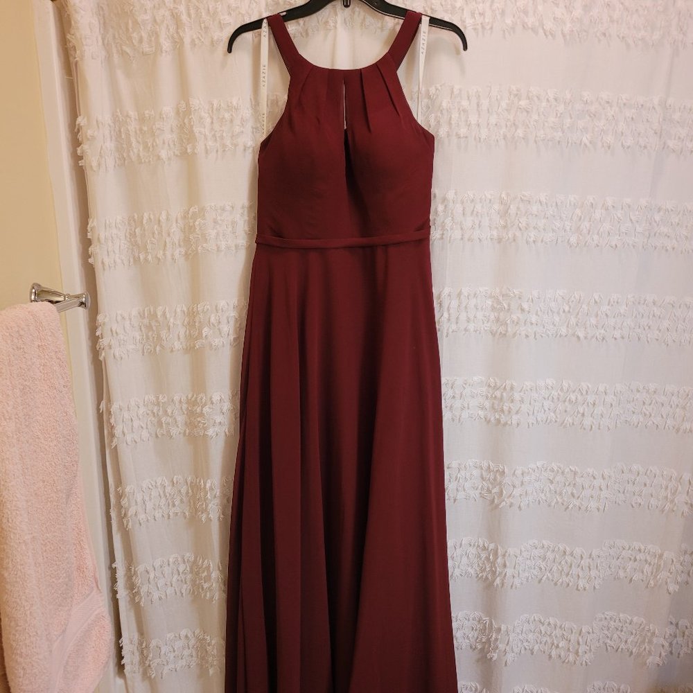 Azazie Bridesmaids Dress - Cabernet, Size 8